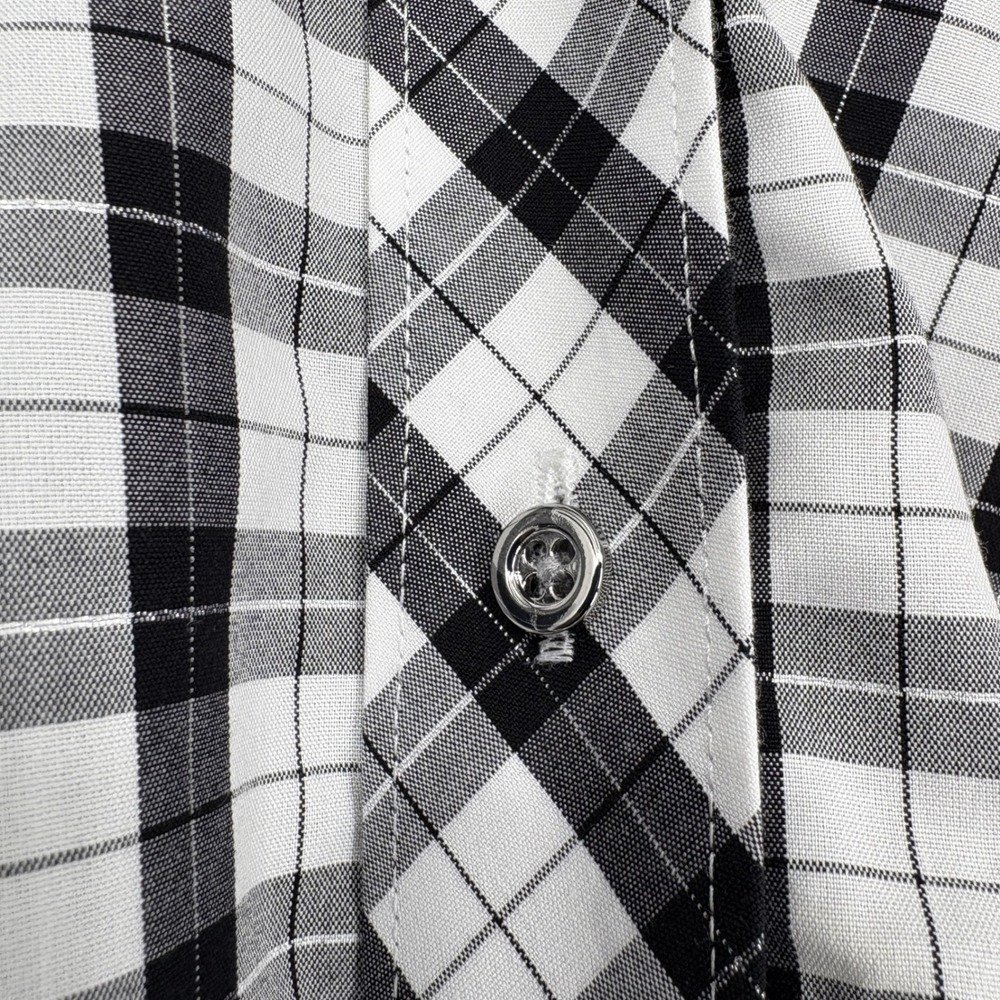 TALBOTS 20W‎ NON-IRON PERFECT SHIRT PLAZA PLAID BLACK WHITE COTTON - Picture 8 of 15
